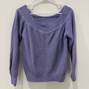 Lavender Off-The-Shoulder Knit Women's Sweater